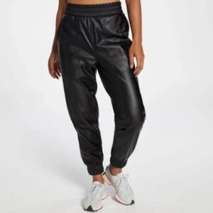 CALIA Women's Black Faux Leather High Rise Joggers MED NWT Whimsygoth Travel
